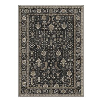 GENIMO Vintage Floral Paisley Border Machine Washable Low Pile Non Slip Soft Polyester Rug
