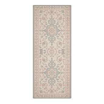 GENIMO Vintage Floral Medallion Border Machine Washable Low Pile Non Slip Soft Polyester Rug