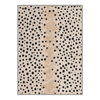 GENIMO Cheetah Dot Animal Print Machine Washable Low Pile Non Slip Soft Polyester Rug