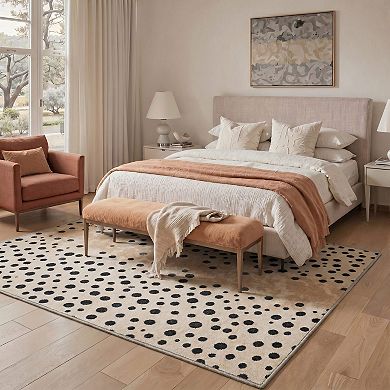GENIMO Cheetah Dot Animal Print Machine Washable Low Pile Non Slip Soft Polyester Rug