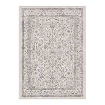 GENIMO Vintage Floral Medallion Border Machine Washable Low Pile Non Slip Soft Polyester Rug