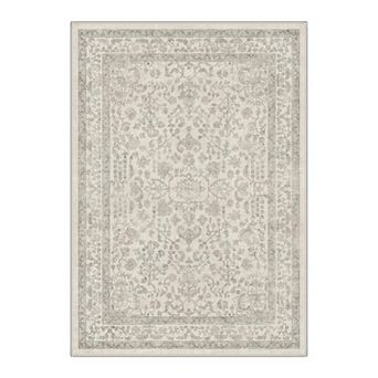 GENIMO Vintage Floral Medallion Border Machine Washable Low Pile Non Slip Soft Polyester Rug