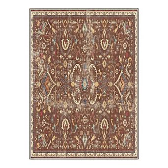 GENIMO Vintage Floral Paisley Medallion Machine Washable Low Pile Non Slip Soft Polyester Rug