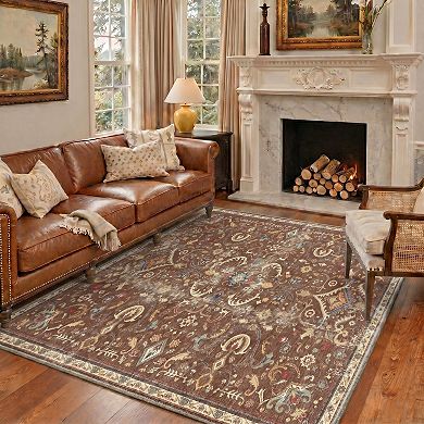 GENIMO Vintage Floral Paisley Medallion Machine Washable Low Pile Non Slip Soft Polyester Rug