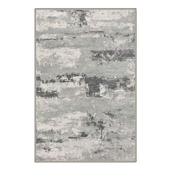 GENIMO Abstract Distressed Brushstroke Machine Washable Low Pile Non Slip Soft Polyester Rug