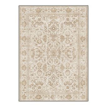 GENIMO Vintage Floral Scroll Medallion Machine Washable Low Pile Non Slip Soft Polyester Rug