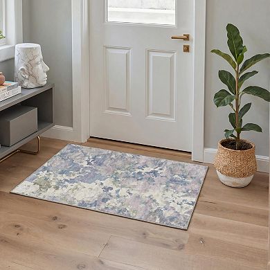 GENIMO Abstract Watercolor Cloud Machine Washable Low Pile Non Slip Soft Polyester Rug
