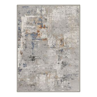 GENIMO Abstract Urban Brushstroke Machine Washable Low Pile Non Slip Soft Polyester Rug