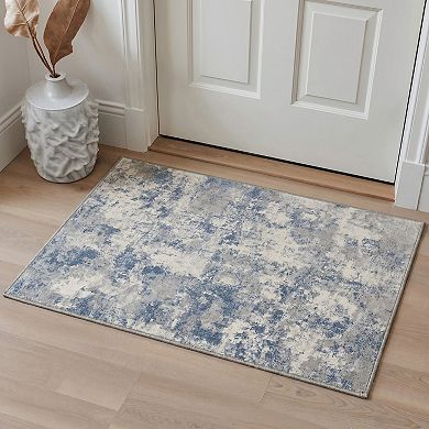 GENIMO Abstract Distressed Texture Machine Washable Low Pile Non Slip Soft Polyester Rug