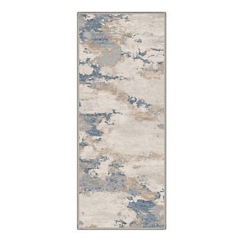 GENIMO Abstract Watercolor Distressed Machine Washable Low Pile Non Slip Soft Polyester Rug