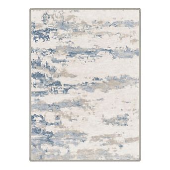 GENIMO Abstract Watercolor Brushstroke Machine Washable Low Pile Non Slip Soft Polyester Rug
