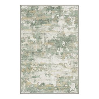 GENIMO Abstract Distressed Brushstroke Machine Washable Low Pile Non Slip Soft Polyester Rug