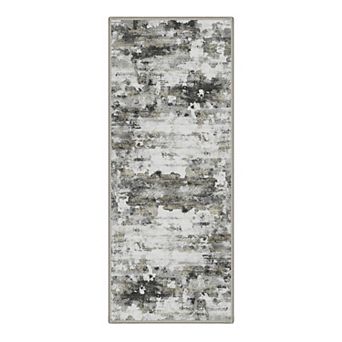 GENIMO Abstract Distressed Brushstroke Machine Washable Low Pile Non Slip Soft Polyester Rug