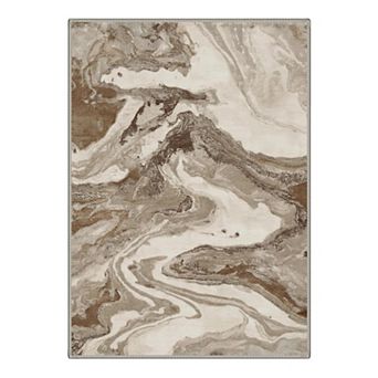 GENIMO Abstract Marble Swirl Machine Washable Low Pile Non Slip Soft Polyester Rug