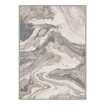 GENIMO Abstract Marble Swirl Machine Washable Low Pile Non Slip Soft Polyester Rug