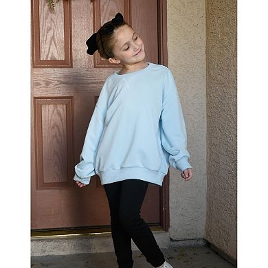 Arshiner Girls Oversized Crewneck Sweatshirt Kids Long Sleeve Pullover Tops Fall Casual Clothes