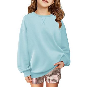 Arshiner Girls Oversized Crewneck Sweatshirt Kids Long Sleeve Pullover Tops Fall Casual Clothes
