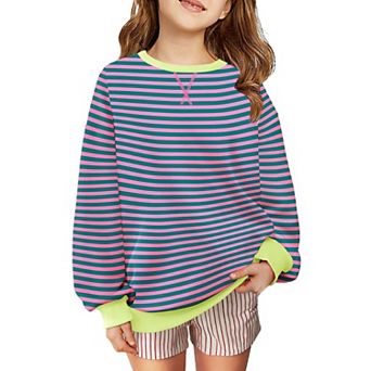 Arshiner Girls Oversized Crewneck Sweatshirt Kids Long Sleeve Pullover Tops Fall Casual Clothes