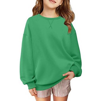 Arshiner Girls Oversized Crewneck Sweatshirt Kids Long Sleeve Pullover Tops Fall Casual Clothes