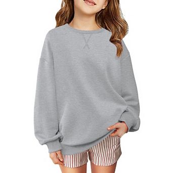 Arshiner Girls Oversized Crewneck Sweatshirt Kids Long Sleeve Pullover Tops Fall Casual Clothes