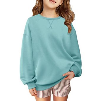 Arshiner Girls Oversized Crewneck Sweatshirt Kids Long Sleeve Pullover Tops Fall Casual Clothes