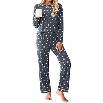 Ekouaer Womens Pajama Sets Long Sleeve Top and Pant Pajamas Sets Sleepwear Two Piece Lounge Sets