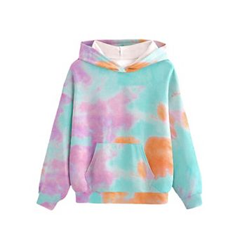 Arshiner Girls Tie Dye Sweatshirts Loose Casual Hoodies Long Sleeve Pullover Hooded Tops