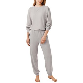 Ekouaer Waffle Knit Pajamas Sets for Womens Long Sleeve Lounge Set Pieces Outfits Top and Pants