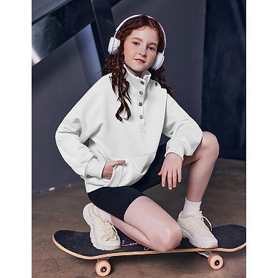 Arshiner Girls Sweatshirt Casual Lightweight Pullover Sweatshirts Long Sleeve Button Tops Fall
