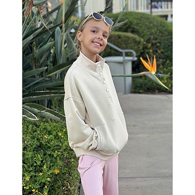 Arshiner Girls Sweatshirt Casual Lightweight Pullover Sweatshirts Long Sleeve Button Tops Fall