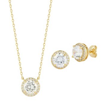 Everyday by Sunkissed Round Cubic Zirconia Pave & Prong Earring Set