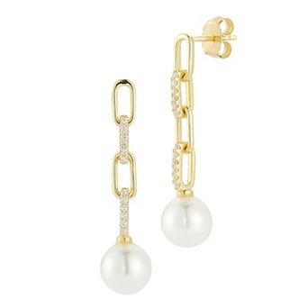 Everyday by Sunkissed Round Cubic Zirconia & Simulated Pearl Drop Earrings