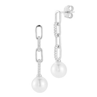 Everyday by Sunkissed Round Cubic Zirconia & Simulated Pearl Drop Earrings