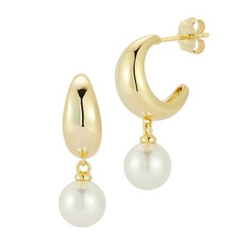 Everyday by Sunkissed Simulated Pearl Round Graduated C Hoop Earrings