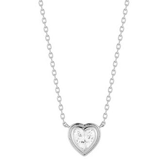 Everyday by Sunkissed Heart Cubic Zirconia Solitaire Bezel Pendant Necklace