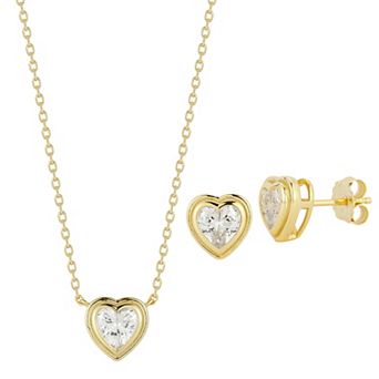Everyday by Sunkissed Heart Cubic Zirconia Bezel Pendant Necklace & Stud Earring Set