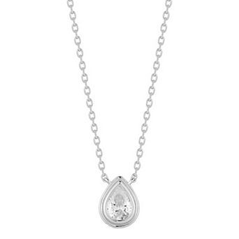 Everyday by Sunkissed Pear Cubic Zirconia Solitaire Bezel Pendant Necklace