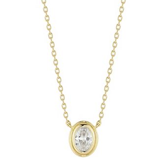 Everyday by Sunkissed Oval Cubic Zirconia Solitaire Bezel Pendant Necklace