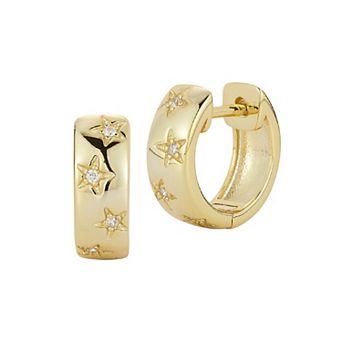 Everyday by Sunkissed Star Round Cubic Zirconia Huggie Hoop Earrings