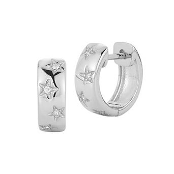 Everyday by Sunkissed Star Round Cubic Zirconia Huggie Hoop Earrings