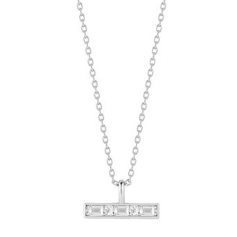 Everyday by Sunkissed Baguette & Round Cubic Zirconia Bar Pendant Necklace