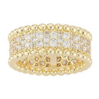 Plated Pave Cubic Zirconia Gallery Band Ring