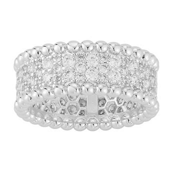 Plated Pave Cubic Zirconia Gallery Band Ring