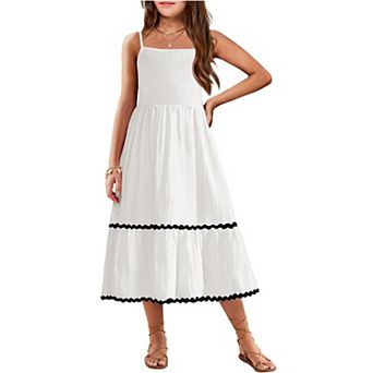 Arshiner Girls Summer Spaghetti Strap Dresses Flowy Tiered Cami Maxi Sundress With Pockets