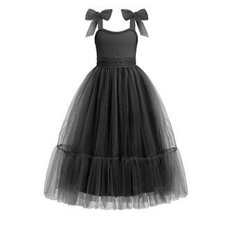 Arshiner Girls Dresses Summer Sleeveless Bowtie Straps Birthday Party Long Tulle Dress