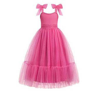 Arshiner Girls Dresses Summer Sleeveless Bowtie Straps Birthday Party Long Tulle Dress