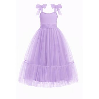 Arshiner Girls Dresses Summer Sleeveless Bowtie Straps Birthday Party Long Tulle Dress
