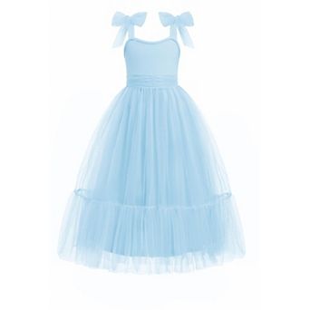 Arshiner Girls Dresses Summer Sleeveless Bowtie Straps Birthday Party Long Tulle Dress