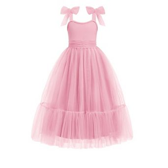 Arshiner Girls Dresses Summer Sleeveless Bowtie Straps Birthday Party Long Tulle Dress