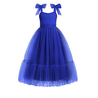 Arshiner Girls Dresses Summer Sleeveless Bowtie Straps Birthday Party Long Tulle Dress
